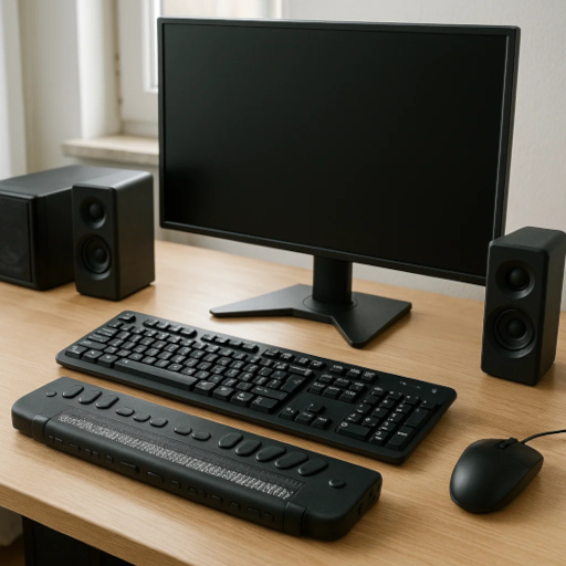 Bild eines PCs mit Braillezeile